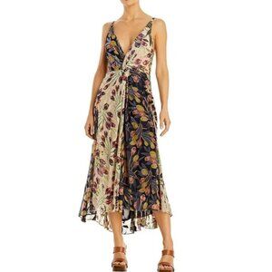 Cinq à Sept Carolee Tulip Velvet Twisted V-neck Midi Dress, Size 8